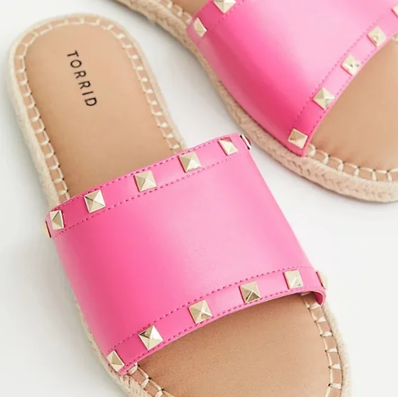 Torrid Hot Pink espadrille Slides Size 10 - Picture 4 of 8